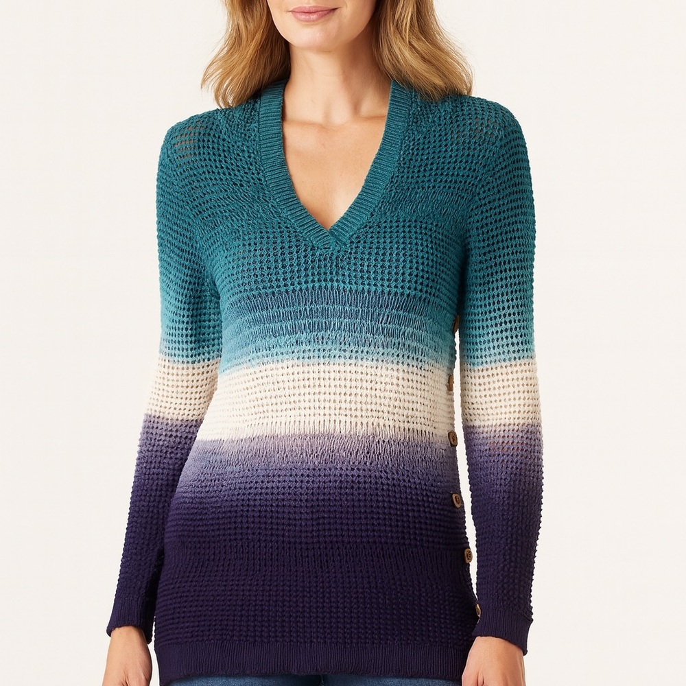 Paradise Shores Women’s Crocheted Striped Top Size Medium